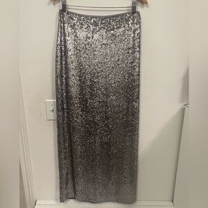 Talbots sequin silver maxi skirt